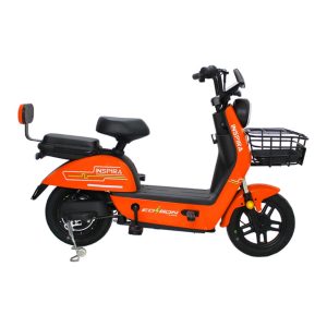 Sepeda listriik merk Edison tipe Inspira warna oranye di Kudus tampak samping