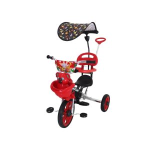 Sepeda Roda Tiga PMB Koala Dorong Musik Kanopi Flexible BMX-722 - Nikel/Red/Black