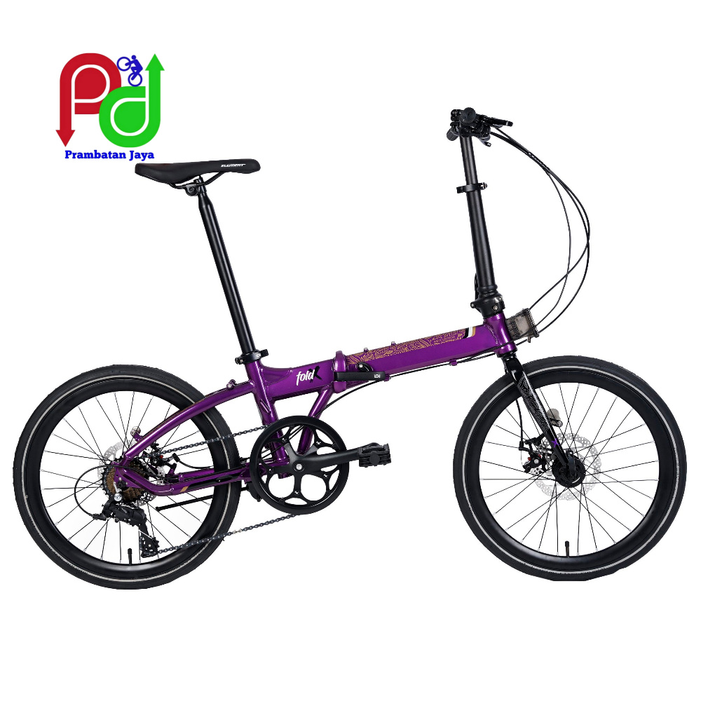 Sepeda lipat FoldX X9 di Kudus warna ungu 8 speed 20 Inchi