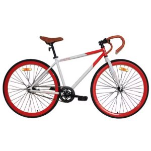 Sepeda fixie Evergreen di Kudus warna merah putih dropbar 700C